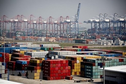 Container hàng hóa tại cảng Nansha, tỉnh Quảng Đông, Trung Quốc. (Ảnh: EPA)