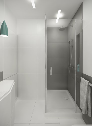 Do chưa có nhiều chi phí đầu tư nên phòng tắm thiết kế đơn giản nhưng vẫn đầy đủ chức năng.