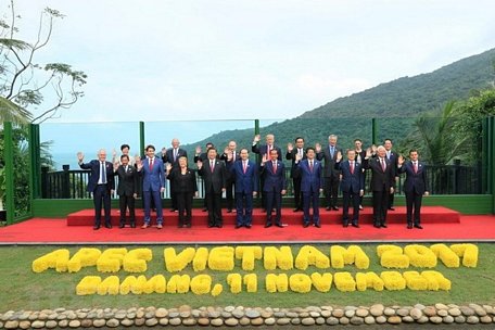 Chủ tịch nước Trần Đại Quang và các Trưởng đoàn dự Hội nghị các Nhà lãnh đạo Diễn đàn Hợp tác kinh tế châu Á-Thái Bình Dương (APEC) lần thứ 25, ngày 11/11/2017, tại thành phố Đà Nẵng. (Ảnh: Nhan Sáng/TTXVN)