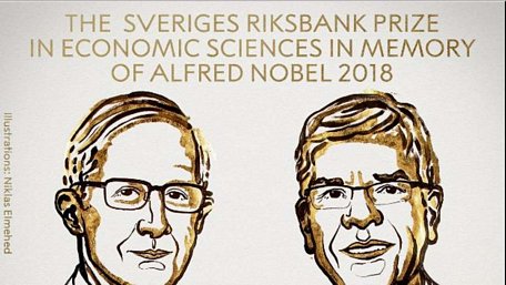 Nobel Kinh tế 2018 vinh danh hai nhà kinh tế học người Mỹ. Ảnh: dnaindia.com