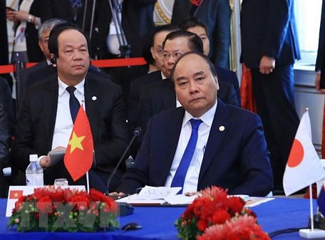 Thủ tướng Nguyễn Xuân Phúc và đoàn đại biểu Việt Nam dự Hội nghị Cấp cao Hợp tác Mekong - Nhật Bản lần thứ 10. (Ảnh: Thống Nhất/TTXVN)