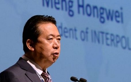 Ông Meng Hongwei lúc còn giữ chức Chủ tịch Interpol. Ảnh: France24.