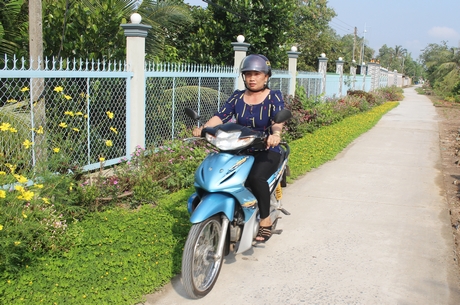 Sau khi về đích NTM, xã Thành Trung tiếp tục nâng cấp các tuyến đê bao kết hợp giao thông nông thôn và vận động trồng hoa trước ngõ.