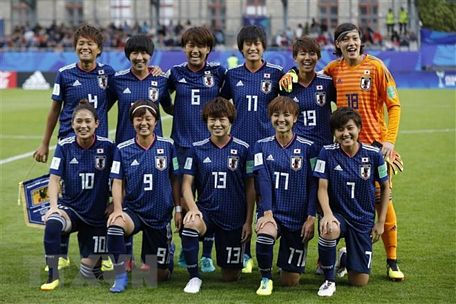 Đội tuyển U20 nữ Nhật Bản trước trận chung kết FIFA World Cup U-20 2018 tại Vannes, Pháp ngày 4/8. (Ảnh: THX/TTXVN)