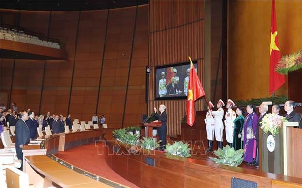 Quang cảnh Lễ tuyên thệ nhậm chức của Tổng Bí thư Nguyễn Phú Trọng, Chủ tịch nước CHXHCN Việt Nam nhiệm kỳ 2016-2021. Ảnh: Dương Giang/TTXVN
