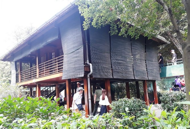 Ngôi nhà sàn Bác Hồ, một kiến trúc bằng gỗ hai tầng, mái ngói; là nơi diễn ra nhiều cuộc họp quan trọng của Bác với Bộ Chính trị và các vị lãnh đạo.