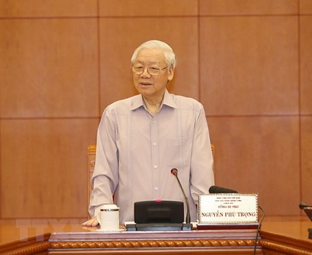 Tổng Bí thư, Chủ tịch nước Nguyễn Phú Trọng phát biểu. (Ảnh: Trí Dũng/TTXVN)