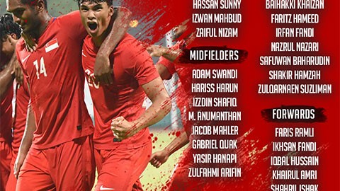 ĐT Singapore chốt danh sách đội tuyển tham dự AFF Cup 2018