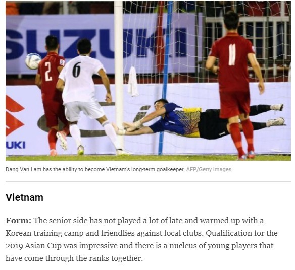 Tờ ESPN đánh giá cao đội tuyển Việt Nam