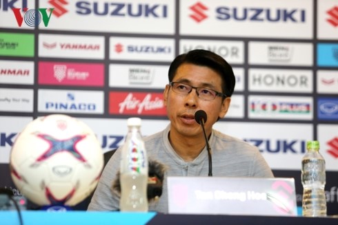 HLV Tan Cheng Hoe khẳng định rằng ĐT Malaysia sẽ hài lòng nếu có 1 điểm trước ĐT Việt Nam. (Ảnh: Vy Vũ)