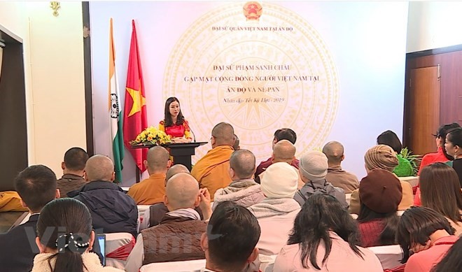 Đại diện cộng đồng người Việt Nam tại Chennai, Ấn Độ phát biểu. (Ảnh: Huy Lê/Vietnam+)