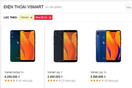 Điện thoại Vsmart được bán trên hệ thống của FPT Shop. (Ảnh chụp màn hình)