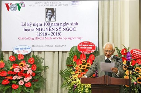 Lễ kỷ niệm 100 năm ngày sinh Họa sỹ Nguyễn Sỹ Ngọc tổ chức tại Hội Mỹ thuật Việt Nam. 