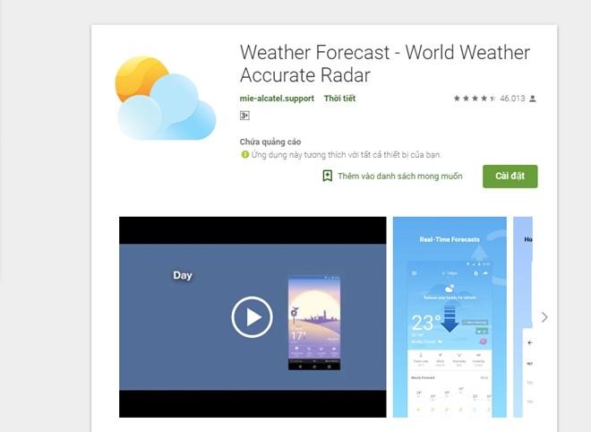 Ứng dụng thời tiết Weather Forecast - World Weather Accurate Radar 