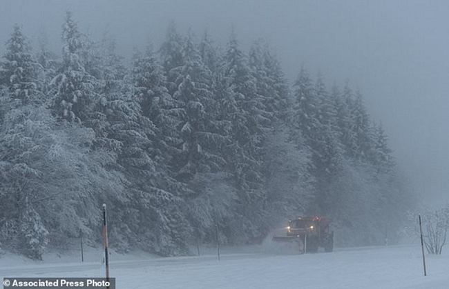 Dự báo, trong những ngày tới, tuyết sẽ tiếp tục rơi dày khắp Châu Âu, những nước ở khu vực núi cao sẽ triển khai các đội cứu hộ và trực thăng ở vùng núi để sẵn sàng cứu hộ trong trường hợp cần thiết. Ảnh: AP