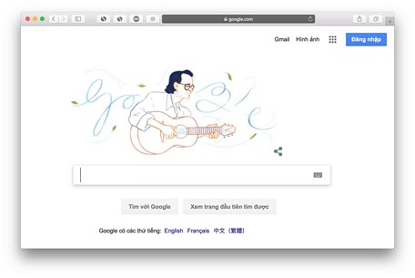 Hình ảnh nhạc sĩ Trịnh Công Sơn xuất hiện trên thanh công cụ Google ngày 28/2.