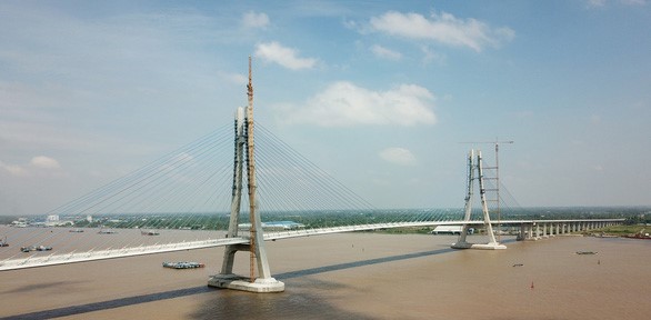 Cầu Vàm Cống sẽ được nghiệm thu vào tháng 5, đưa vào khai thác trong tháng 6/2019 - Ảnh: CHÍ QUỐC