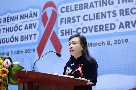 Bộ trưởng Bộ Y tế Nguyễn Thị Kim Tiến phát biểu tại sự kiện. 