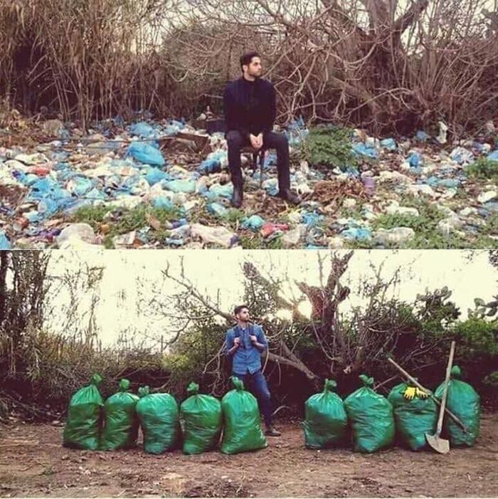 Trào lưu dọn rác bắt đầu được hưởng ứng khi Facebooker Byron Roman đăng tải bức ảnh này kèm theo #Trashtag kêu gọi bảo vệ môi trường. Bức ảnh này Byron Roman sau đó đạt hơn 329.000 lượt chia sẻ.