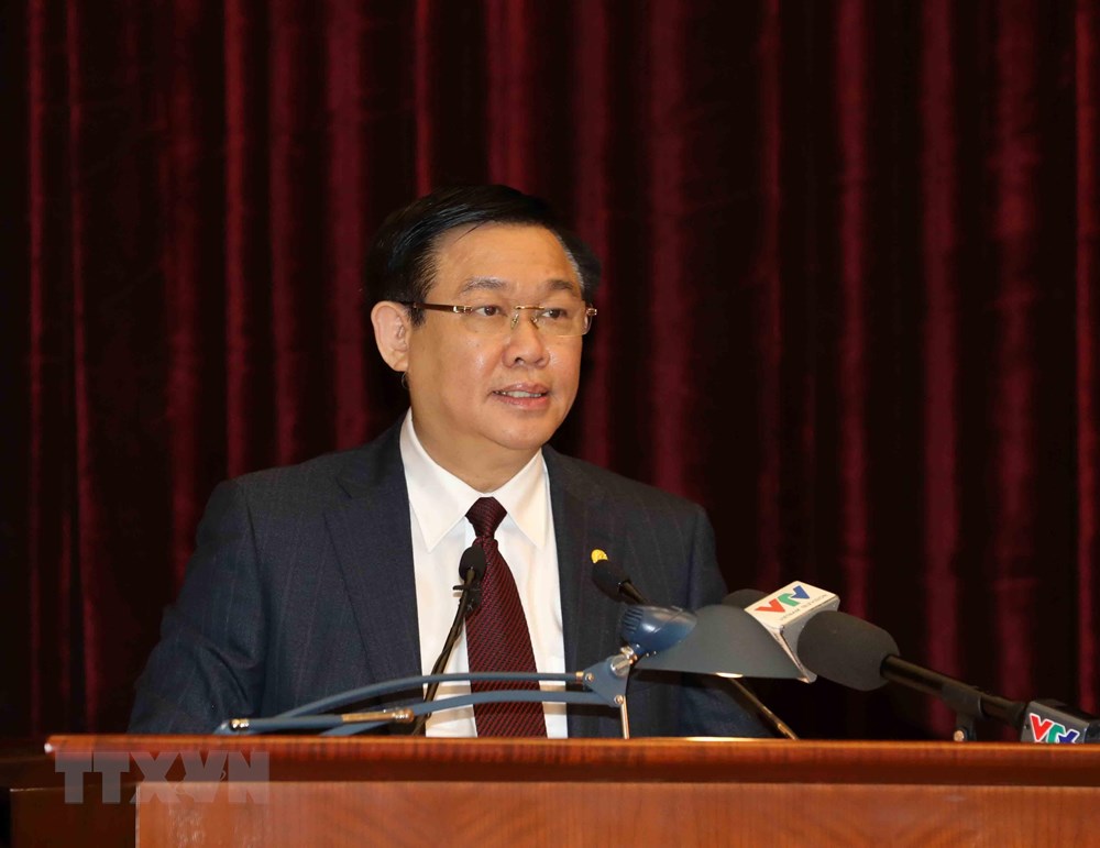  Ông Vương Đình Huệ, Ủy viên Bộ Chính trị, Phó Thủ tướng Chính phủ phát biểu. (Ảnh: Phương Hoa/TTXVN)