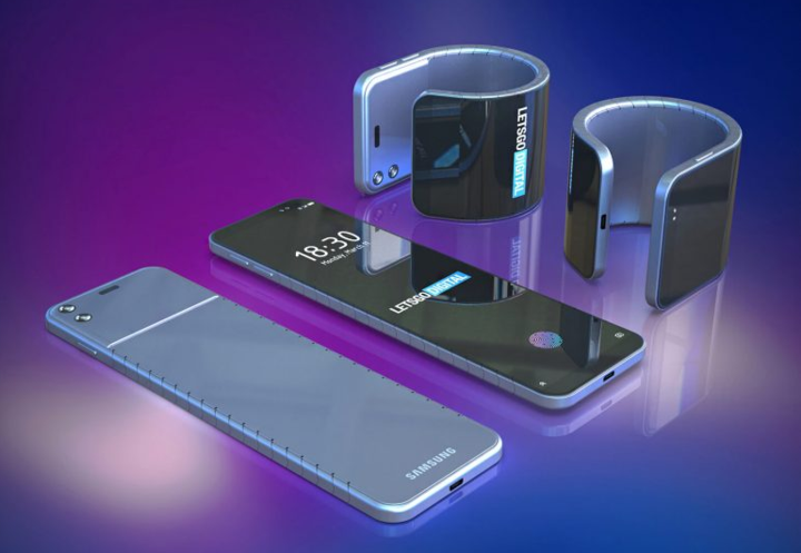 Samsung dự kiến sẽ phát hành các mô hình khác nhau trong thời gian tới (gồm mô hình điện thoại gập được và mô hình uốn cong tròn). Ảnh: Letsgodigital.