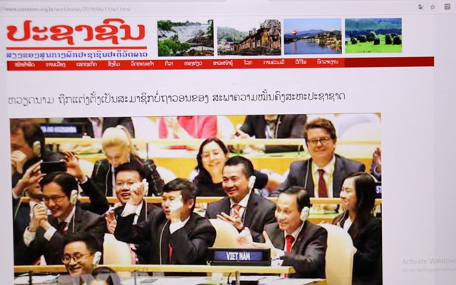 Truyền thông Lào mấy ngày qua đưa tin việc Việt Nam trúng cử Ủy viên Hội đồng Bảo an Liên hợp quốc, khẳng định uy tín, vị thế của Việt Nam trên thế giới.