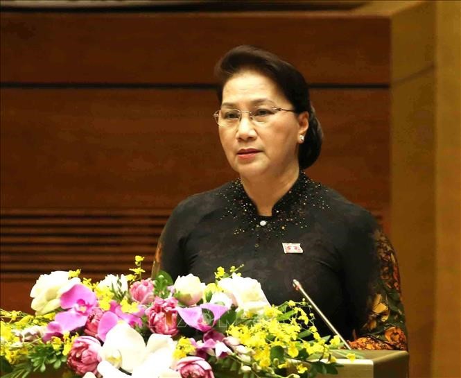Chủ tịch Quốc hội Nguyễn Thị Kim Ngân phát biểu bế mạc kỳ họp. Ảnh: Phương Hoa/TTXVN