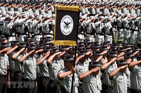 Lực lượng Vệ binh quốc gia Mexico tại lễ thành lập ở Campo Marte, Mexico City, ngày 30/6/2019. (Nguồn: AFP/TTXVN)