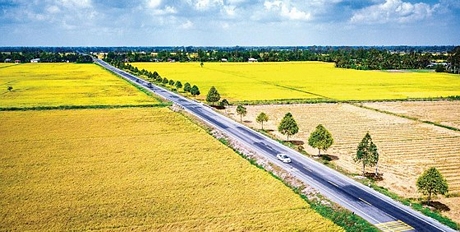Quốc lộ 61C nối Cần Thơ - Vị Thanh như dải lụa xuyên cánh đồng mẫu lớn ở Hậu Giang