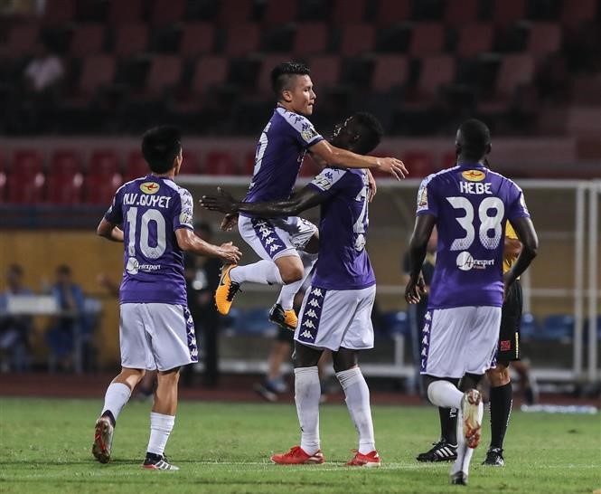 Hà Nội FC bảo vệ thành công ngôi vô địch V-League. Ảnh: TTXVN