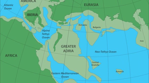 Bản đồ lục đĩa Greater Adria 140 triệu năm về trước - Ảnh: Đại học Utrecht