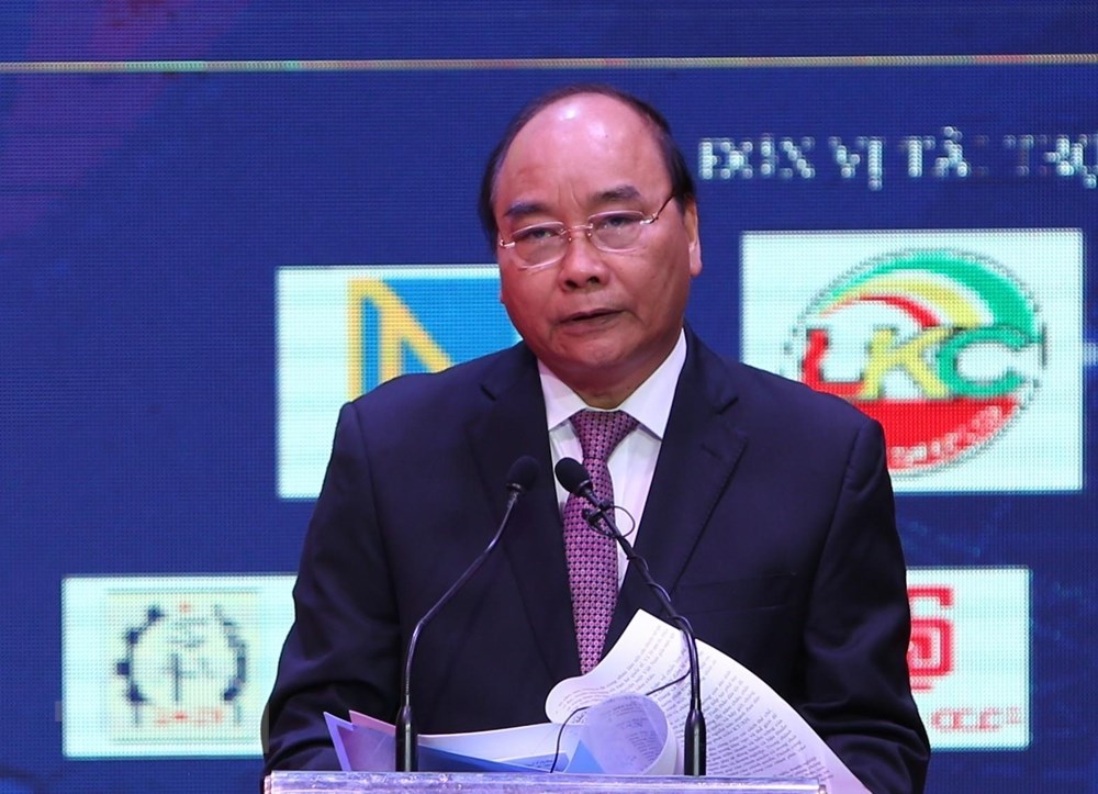  Thủ tướng Nguyễn Xuân Phúc phát biểu tại lễ kỷ niệm. (Ảnh: Dương Giang/TTXVN)