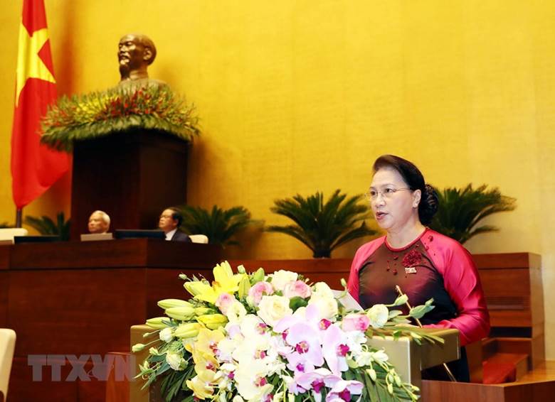  Chủ tịch Quốc hội Nguyễn Thị Kim Ngân phát biểu khai mạc. (Ảnh: Trọng Đức/TTXVN)