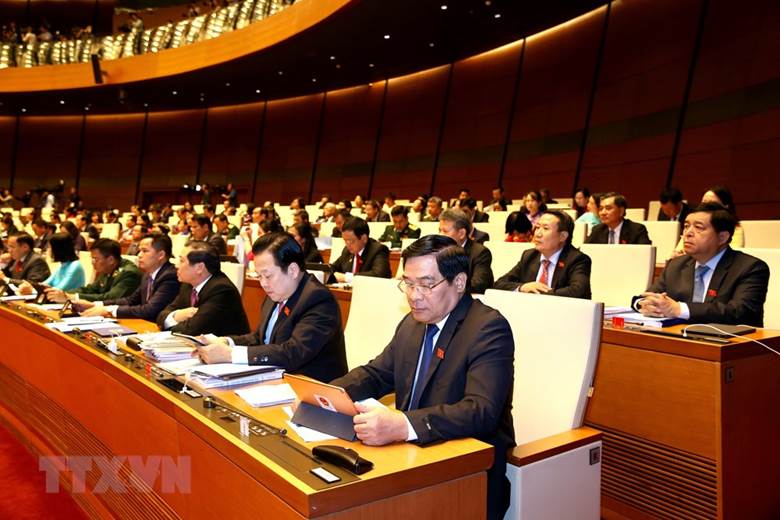  Các đại biểu Quốc hội tại phiên khai mạc. (Ảnh: Dương Giang/TTXVN)