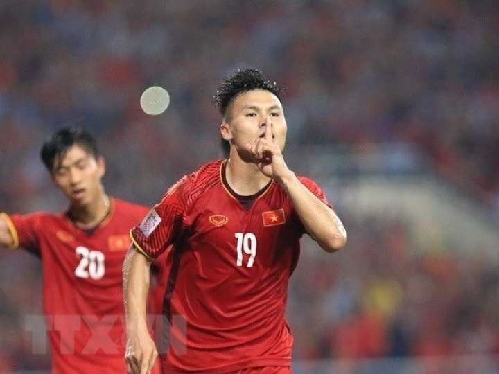 Quang Hải đã chứng minh tài năng của mình trong màu áo tuyển Quốc gia Việt Nam. Ảnh: TTXVN