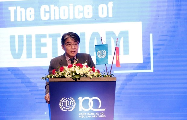 Ông Chang-Hee Lee, Giám đốc Văn phòng ILO tại Việt Nam phát biểu tại Diễn đàn Lao động năm 2019. (Ảnh: PV/Vietnam+)