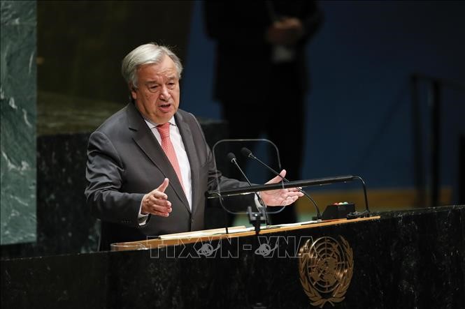 Tổng Thư ký Liên hợp quốc Antonio Guterres phát biểu tại Khóa họp 74 Đại hội đồng LHQ ở New York, Mỹ, ngày 24/9/2019. Ảnh: THX/TTXVN
