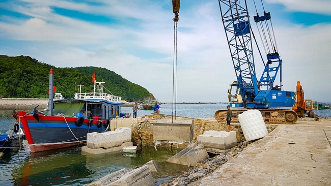 Cầu tàu Vụng Nam đảo Trần được khởi công xây dựng từ giữa năm 2019,  là công trình trọng điểm cho sự phát triển kinh tế của đảo Trần.