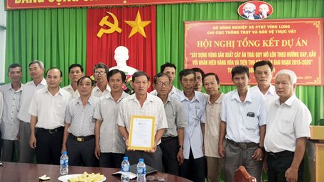 Tổ hợp tác cam sành số 1 Loan Mỹ (Tam Bình) được trao chứng nhận VietGAP.