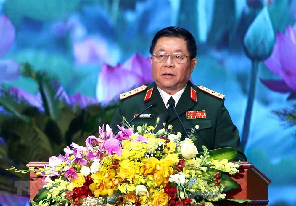  Thượng tướng Nguyễn Trọng Nghĩa, Phó Chủ nhiệm Tổng cục Chính trị Quân đội Nhân dân Việt Nam phát biểu. (Ảnh: Dương Giang/TTXVN)