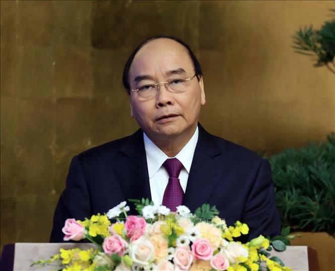 Thủ tướng Nguyễn Xuân Phúc phát biểu tại Lễ ghi nhận xuất nhập khẩu hàng hoá của Việt Nam vượt mốc 500 tỷ USD. Ảnh: Thống Nhất/TTXVN