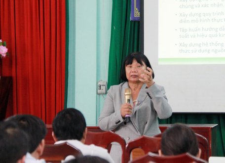 GS.TS Nguyễn Thị Lang trình bày kết quả nghiên cứu tại hội thảo.