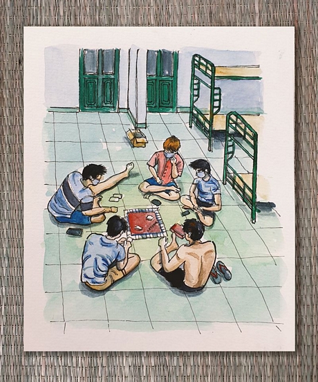 Bảy thanh niên trong phòng anh cùng chơi cờ tỷ phú - Hình ảnh: TĂNG QUANG