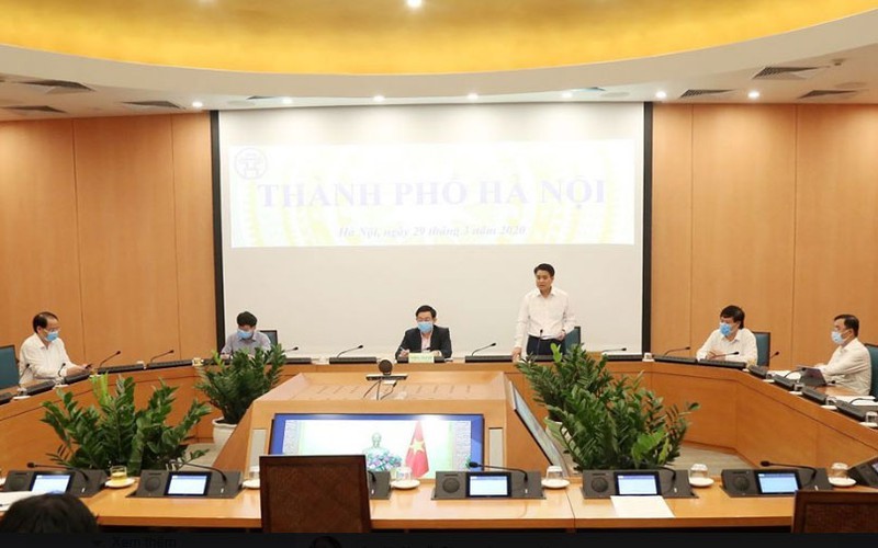 Chủ tịch TP Hà Nội phát biểu tại cuộc họp trực tuyến 5 thành phố trực thuộc Trung ương do Thủ tướng Nguyễn Xuân Phúc chủ trì.