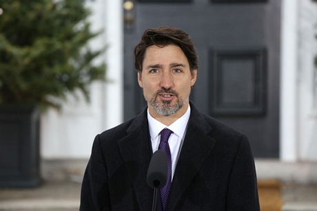 Thủ tướng Canada Justin Trudeau phát biểu với báo giới tại nhà riêng ở Ottawa ngày 20/3/2020. Ảnh: AFP/TTXVN
