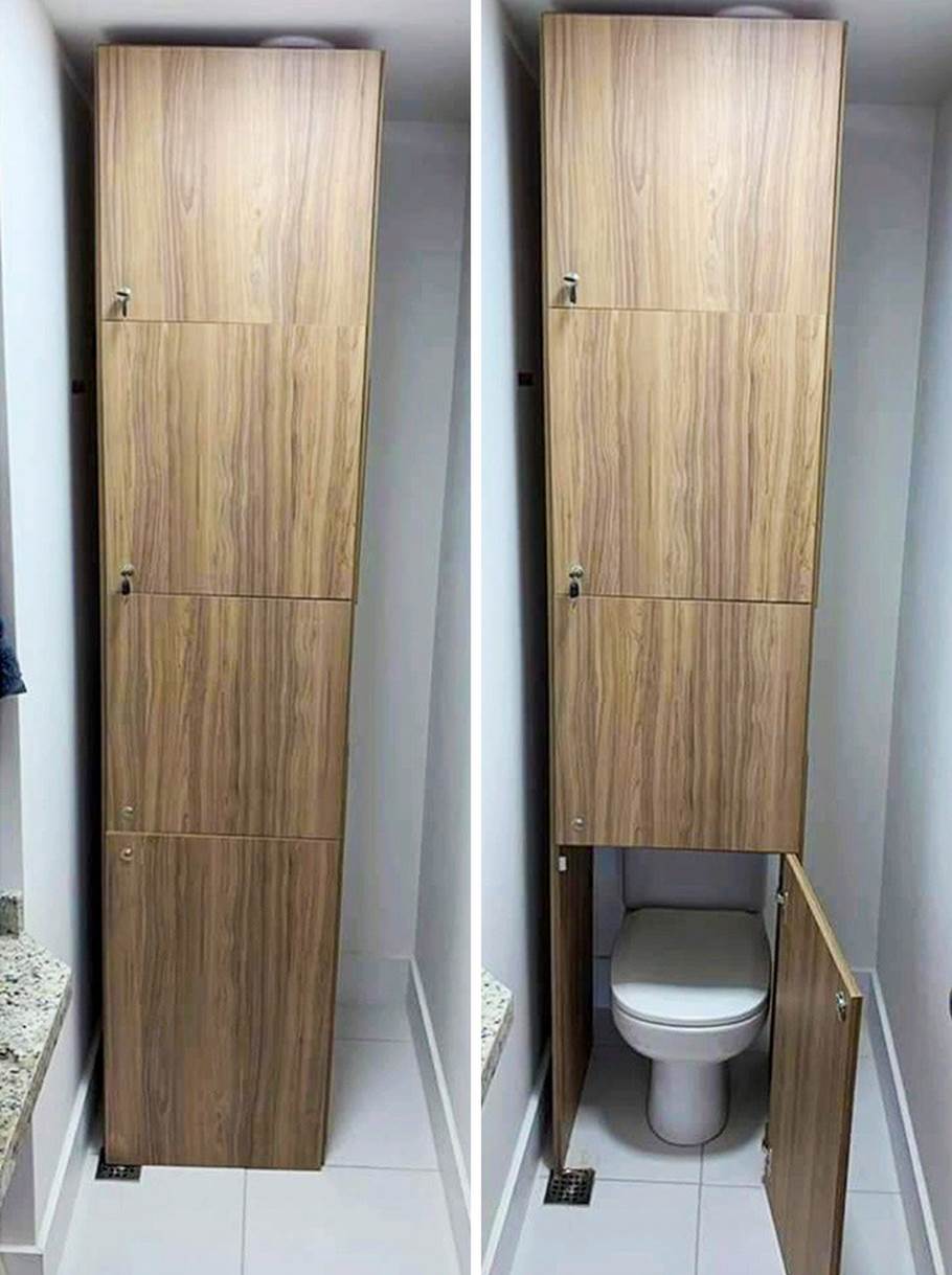 Nhà vệ sinh kết hợp tủ đồ thế này thì ai có thể chui vừa?./.