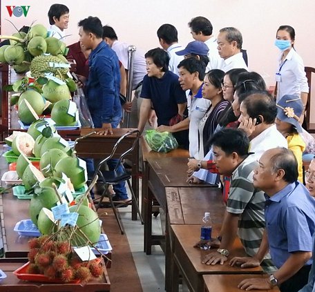 Phần thi đấu xảo trái cây tại Lễ hội trái cây ngon- an toàn tỉnh Bến Tre  năm 2018.