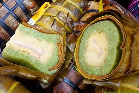 Bánh tét ở Phú Quốc có vị đặc trưng rất riêng bởi được gói bằng lá mật cật