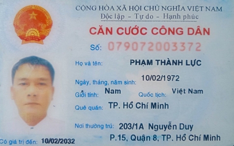 Căn cước công dân giả mang tên Phạm Thành Lực của Cao Thanh Phùng.