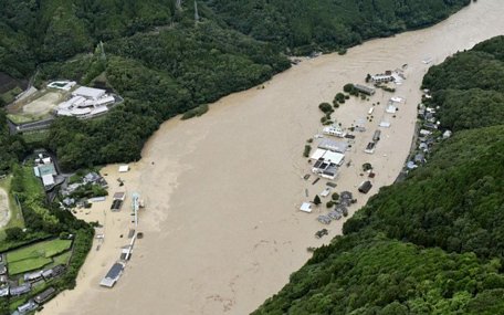Lũ lụt ở Nhật Bản. Ảnh: Kyodo News.